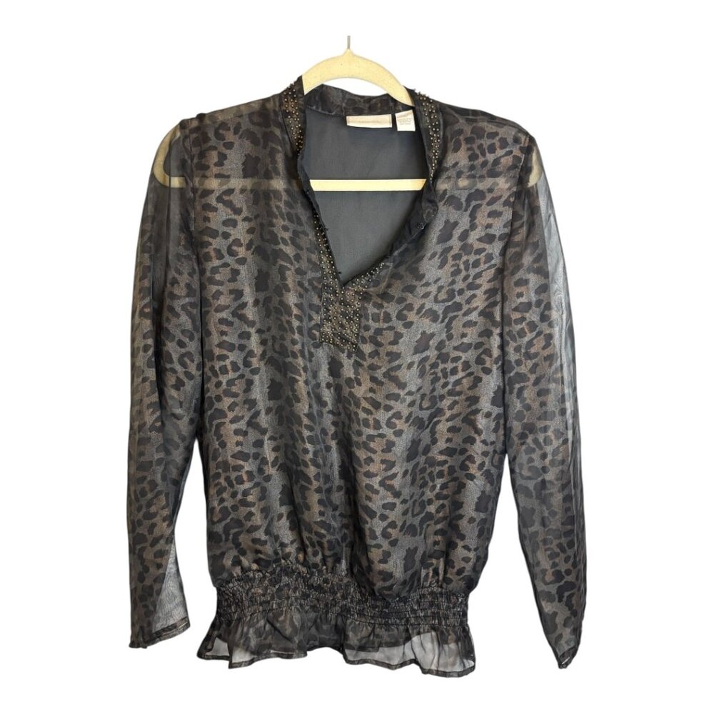 Chico's Blouse Women's Size Small Sheer Lightweight Animal‎ Print Chicos 0